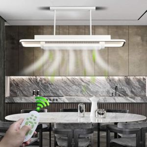 LYSDjia Ventilateur De Plafond Avec Lampe De Plafond LED rectangle Bedroom Plafonnier avec T&eacute;l&eacute;commande Dimming Timing 6 Wind Speed Salon Plafonnier sans pales lustre en &eacute;venta (rectangulaire) (LYSDjia-FR, neuf)