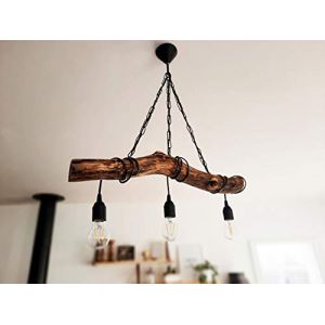 Solenzo - Lustre suspension en bois flott&eacute; style marin rustique campagne chic 3 ampoules (E27) - Fabrication Fran&ccedil;aise (SOLENZO, neuf)