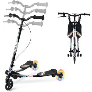 AOODIL Trottinette Swing pour Enfants, Trottinette Pliable &agrave; 3 Roues avec Guidon R&eacute;glable &agrave; 4 Positions et 2 Roues Arri&egrave;re &agrave; LED pour Gar&ccedil;ons et Filles &acirc;g&eacute;s de 3 &agrave; 8 Ans (AOODIL Sports Toys, neuf)