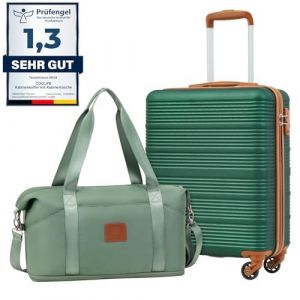 COOLIFE Set de 2 pièces easyJet Valise Cabine 55x40x20 ABS Valises et 1 Bagage Cabine Leger a 4 Roues,Serrure TSA (Vert Foncé, 55×40×20 Set de Valises) (Coolife EU Directly, neuf)