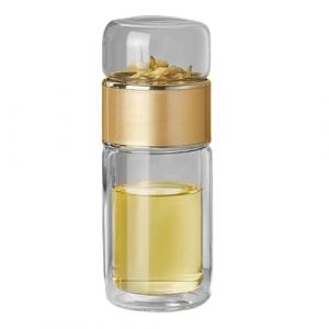Tasse à thé avec passoire à thé, bouteille infuseur à thé en verre, bouteille infuseur à thé isolée à double couche, bouteille de thé séparant l'eau pour hommes, maison et voyage (kerans, neuf)