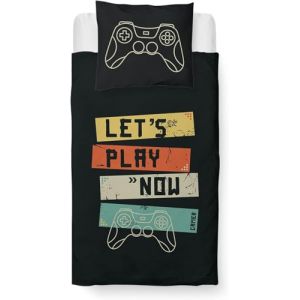 DJDEA Housse de Couette 90x190cm + 1 taie d'oreiller 40x60cm Microfibre - Housse de Couette 1 Personne Enfant- Housse de Couette Gamer avec Fermeture Éclai (Sky Wing Home Textile Products, neuf)