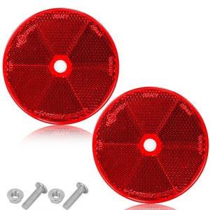ETUKER 2pièces Catadioptre Rond à Fixer Rouge,Reflecteur Remorque Ø80mm Catadioptre à Visser,Réflecteurs de Sécurité RéflecteurRond (ETUKER, neuf)