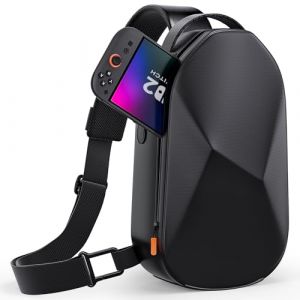 COOWPS Sac à bandoulière pour Nintendo Switch 2 (2025)/Switch OLED/Steam Deck, grand espace élégant avec coque rigide en EVA, bord doublé épais, étui de voyage pour accessoires Switch 2 (Retear-fr, neuf)