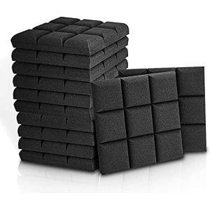 Lot de 12 panneaux acoustiques extra épais 30,5 x 30,5 x 5,1 cm pour studio, insonorisation, panneaux muraux en mousse (Noir) (kongfeng, neuf)