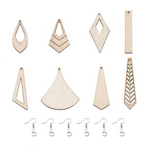 PandaHall Lot de 80 pendentifs de boucles d'oreilles en bois brut avec anneaux et crochets pour la fabrication de bijoux (Yilisi Jewelry, neuf)