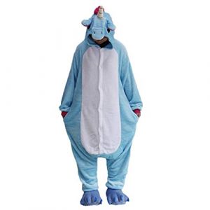 Black Sugar Combinaison Kigurimi Pyjama Grenouill&egrave;re L&eacute;murien Z&egrave;bre Requin Dinosaure Licorne Adulte Adolescent Unisexe en Peluche Doux D&eacute;guisement Carnaval Cosplay (Licorne Bleu, L) (BLACK SUGAR PARIS, neuf)