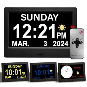 ACDOKE 7" Pouce LCD Horloge Numérique Calendrier avec Date Jour Et Heure Horloge Non-Abrégée Auto Dimming 8 Langues HD Display Rappel pour Alzheimer Les Personnes âgées et Les Enfants (ACDOKE, neuf)
