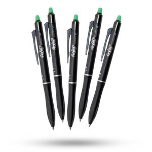 Pilot Frixion Ball Plus Lot de 5 stylos roller effaçables Pointe moyenne 0,7 mm Encre thermosensible Effacement propre Corps en plastique durable pour bureau, école, marquage de tissu et projets Vert (DLM Direct FR, neuf)