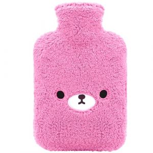 samply Bouillotte avec housse douce et douillette, grande capacit&eacute; de 2 litres, jolie bouillotte (ours violet) (Samply-UK, neuf)