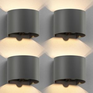 ledscom.de 4 pièces Applique murale RUNEL pour l'extérieur, IP65, Up-/Downlight, détecteur de mouvement, anthracite mat, ronde, 1x G9 max. 10W (LEDs Com GmbH, neuf)