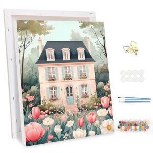 MEIYUDA Peinture par Numero Adulte avec Cadre, Manoir Blossom Kit de Peinture à l'Huile sur Toile par Numéro Peinture par Numero, Peinture Acrylique Pigmentée, Decoration Maison Cadeau 30x40cm (JINBEIKANG, neuf)