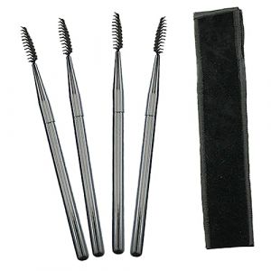 NIYANGLE 4 Pièces Brosse à Cils Professionnelle avec Étui de Rangement Applicateur de Maquillage pour Sourcils et Cils Brosse à Mascara et Outil de Séparation pour Maquillage Parfait (Telinei, neuf)