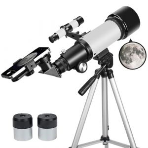 T&eacute;lescope pour Adultes d&eacute;butants, Ouverture 70 mm 400 mm AZ Mount Full Multi-Couches R&eacute;fracteur Optique Portable T&eacute;lescope de Voyage avec tr&eacute;pied Adaptateur t&eacute;l&eacute;phone (Inter-Stellar, neuf)