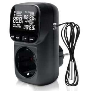 R&eacute;gulateur de temp&eacute;rature, Prise Thermostat, Thermostat Prise avec Ecran LCD et Sonde, -40&deg;C~120&deg;C, 230V, Thermostat Num&eacute;rique R&eacute;gulateur pour Aquarium Incubateur Serre (IKSETERATA, neuf)