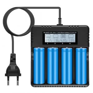 Chargeur LCD pour Piles Rechargeables, Chargeur de Batterie avec 4 Slots Ind&eacute;pendants pour 3.7V 18650/26500/14500/16340/26700, Compatible Piles Li-ION et NiMH AA/AAA, Charge Rapide et S&eacute;curis&eacute;e (FangWenFaHuo, neuf)