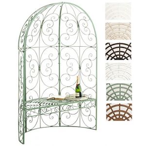 CLP Banc De Jardin Rosie Demi-Cercle I Banquette 2 Places avec Arche A Rosiers en Métal Stable I Demi-Gloriette pour Plantes Grimpantes, Couleur:Vert Antique (CLP Meubles, neuf)