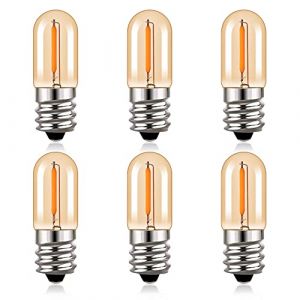 Hcnew E14 1W LED candélabre ampoules,T16 vintage Edison ampoule à vis,veilleuse tubulaire,mini ampoule,ultra blanc chaud 2200K,verre ambré,équivalent 10 watts,6 pièces (Hcnew, neuf)