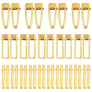 Feelava Lot De 50 Pinces À Cheveux En Forme Crocodile Métal Plat Pour Faire Soi-Même Des Épingles Bec Canard Doré La Fabrication Résine Acrylique , Pince Dorée (Cobown, neuf)