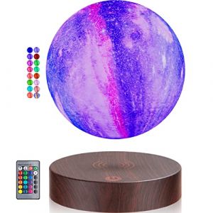 UVEHAS Lampe de lune en lévitation, 16 couleurs de lévitation magnétique, éclairage LED 3D de la lune Lampe de nuit flottante et tournante pour la décoration de la chambre, cadeau d'anniversaire (teyangqi, neuf)
