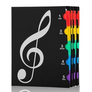 Classeur pour partitions à partitions, cahier de musique A4, classeur de présentation A4, porte-partitions, porte-partitions en plastique, concert Chorfolder Music Note,40 poches Clef (noir) (YYHCC, neuf)