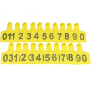 100 pi&egrave;ces &eacute;tiquettes d'oreille de b&eacute;tail n&deg; 001-500, &eacute;tiquettes d'oreille d'animaux de b&eacute;tail en plastique pour vaches ch&egrave;vres moutons cochons &eacute;tiquettes de boucle d'oreille d'identification animale (DAMAIFR, neuf)