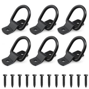 mizikuu 6 Pi&egrave;ces Anneaux D'arrimage, D Anneau de Montage Oeillet d'Arrimage avec Vis et Supports Inoxydable Crochet Arrimage en D Traction Anneau de Fixation pour Remorque Camions Bateaux Autos, Noir (JINJIE LIMITED, neuf)