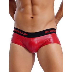 YEAHDOR Homme Boxer de Bain Sexy en Latex Cale&ccedil;on M&eacute;tallique Brillant Slip Moulant Erotique Lingerie sous-v&ecirc;tement Briefs Mini Short Nuisette Clubwear M-3XL Rouge XXL (YEAHDOR EU, neuf)