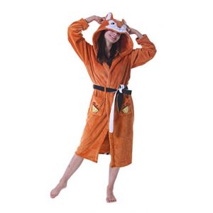 ATOZ Peignoir Doux Femme Animaux de Dessin Animé Flanelle Pyjama Robe Bain écureuil Pour S (Asesi, neuf)