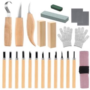 Galerie SV 24 Pi&egrave;ces Ciseaux &agrave; Bois, Kit Sculpture Bois Outil de Ciseaux &agrave; Bois Kit DIY Outils Sculpture Sur Bois pour Sculpteur, Charpentier, Amateur, Adultes (IVO UPITIS, neuf)