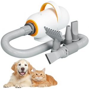 Memows Pulseur Chien Professionnel Souffleur Chien Pulseur pour Chien Poils Longs 2800W Sèche-Cheveux pour Chien Sechoir Chien Séchoir Sèche-Poils Toilettage Vitesse et Chaleur Réglable avec 4 Buses (Memows, neuf)