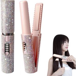 Giurui Mini fer à lisser sans fil, mini fer à lisser sans fil, 2 en 1, mini fer à lisser portable, non nocif pour les cheveux (rose) (ZHENGQILINRAN, neuf)