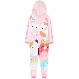 Squishmallows Grenouillere Fille et Ado, Combinaison Pyjama, Onesie Enfant à Capuche Polaire, Vêtement de Nuit, Idée Cadeau (9-10 Ans, Rose) (Get Trend., neuf)