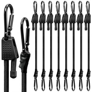 Lot de 8 tendeurs réglables en caoutchouc avec mousqueton, tendeur à bagages, noir, 30/60/100 cm, avec mousqueton, en caoutchouc extra fort, pour voile d'ombrage, voiture et activités de plein air (30 (Rainbowbridge Marketing Kft., neuf)