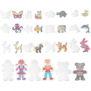 5mm Plaques de Perles a Repasser, 15 Pcs Modèles de Perles à Repasser en Plastique Support Perles Repasser Transparents avec 15 Cartes Colorées Kit de Perle Créatif Bricolage pour L'Artisanat (zhentailiang, neuf)