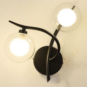 Applique Murale LED Nordique pour Chambre à Coucher, Chevet Moderne, Double Vasque, Douilles E26/E27, Abat-Jour en Verre, luminaires à Base de Fer, Miroir de Salle de Bain, Salon, (miaoxiaopeng, neuf)