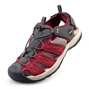 Knixmax Sandales Femme Homme Sandales de Randonnée,Bout Fermé Antidérapantes et Légères et Confort,Sandale de sport Outdoor Sandale de Marche D'été,Rouge EU 38 (knixmax, neuf)