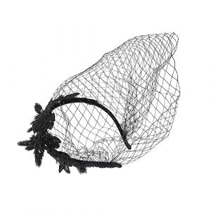 PAMINGONO Bandeau De Mariage Dentelle Unique Avec Voilette Accessoire Élégant Pour Femmes Pour Fêtes Et Cérémonies Noir (ndunk, neuf)