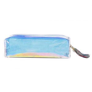 Trousse transparente colorée holographique à fermeture éclair pour crayons, maquillage, convient pour les fournitures scolaires ou de bureau (Aeromdale, neuf)