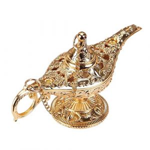 Lampe magique de la légende Aladdin - Veilleuse de nuit arabe - Vintage - Décoration de table - Cadeau - Objet de collection - Doré (Crystalshop21, neuf)