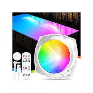 DeeprBetter Lumiere Piscine Hors Sol avec Télécommande, Rechargeable LED Lumiere Piscine Sous l'Eau avec 9 Modes Eclairage Piscine, IP68 Etanche Lumiere Piscine Sans Fil Lampe Piscine pour Spa Bain (Love  Blue, neuf)