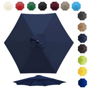 Toile De Rechange Pour Parasol De 200cm 270cm 300cm 6/8 Baleines, Auvent De Rechange Pour Parasol D'extérieur, Polyester Anti Uv 50+, Résistant À La Décoloration(Color:Navy blue,Size:6 ribs-2.7m(8.8ft (banshandaoren, neuf)