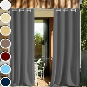 HUAXIQUE Rideau Pergola Ext&eacute;rieur 140x210cm Impermeable Anti Froid Chaleur Anti UV avec Oeillet Polyester Rideau Terrasse Exterieur pour Pergola Ext&eacute;rieur Patio Pavillon V&eacute;randa Gris Fonc&eacute; (fufuhome, neuf)