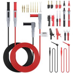 BINTA 27PCS Accessoire C&acirc;ble de Test Kit de C&acirc;bles de Test pour Multim&egrave;tre &Eacute;lectrique Sondes de Multim&egrave;tre Professionnel Rempla&ccedil;ables Cordons pour Testeur Circuit Tension (BTN-eu, neuf)