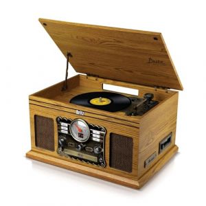 Tourne-Disque Retro- Britz - 50W- 33/45/78 Tours - USB SD/Bluetooth Radio FM/Lecteur CD/Cassette - 2 HP St&eacute;r&eacute;o - Bois (SONO-ENERGIE, neuf)