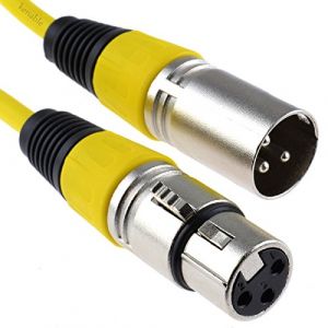 XLR 3 Broches Microphone Cordon Mâle vers Femelle l'audio câble Jaune 1 m [1 mètre/1m] (kenable ltd, neuf)