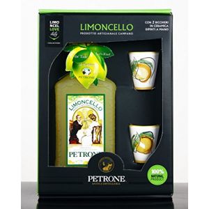 Limoncello 100% naturel avec des lunettes en céramique de Vietri sul Mare, peint à la main (youdreamitaly, neuf)