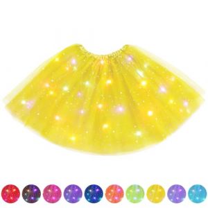 AYBUY Jupe Tutu LED pour Femme, Jupe Tutu en Tulle à Trois Couches avec Doublure Jupe en Tulle pour Femme pour Adultes Adolescent Parti Ballet Danse Fancy Dress Halloween Costume Jaune (withchance, neuf)