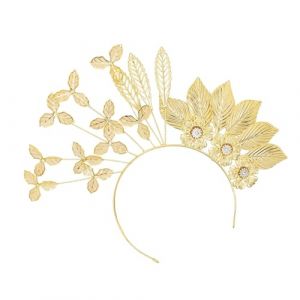 Serre-tête à fleurs et feuilles pour mariée - Élégant serre-tête de vigne - Pour mariage - Pour cérémonie (;intao, neuf)