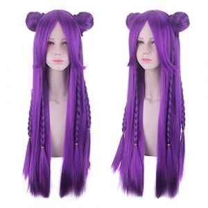 GHK Anime Game League of Legends LOL Kaisa Cosplay Perruques Pour Femmes 80 cm Long Pourpre KDA Tressage Synthétique Cheveux Perucas Perruque Cosplay (good stuff A, neuf)